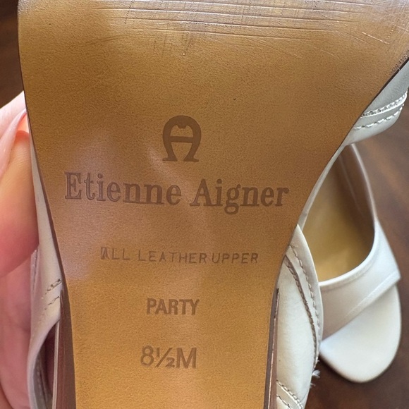 ETIENNE AIGNER women’s party peep toe heels color cream sz 8.5 leather preloved - Picture 8 of 8